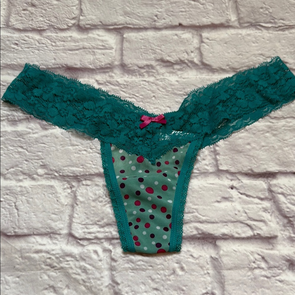 Green pink lace panties